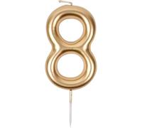 Bougies Numéro | Bougies Numéro d’anniversaire | Bougie Chiffre Dorée | Convient pour Anniversaires | Anniversaires de Mariage | Pour Fille & Garçon | Bougie 8 ans | Numéro 8