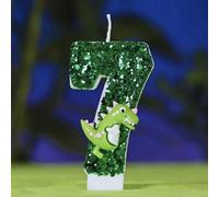 Bougies numérotées avec motif de dinosaure vert pailleté, décoration de gâteau DIY créative pour fête d'anniversaire d'adulte, rentrée scolaire, Saint-Valentin 7,5,9,2,3,4,6,8,1,0Cire