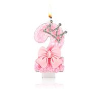 Bougies Numérotées, Paillettes Roses avec Bougie Noud Papillon Bougies d'Anniversaire Roses pour Filles Noud Couronne Bougies Numérotées d'Anniversaire pour Fête d'Anniversaire (Numéro 2)