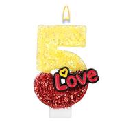 Bougies Numérotées Rouges et Jaunes, Bougie Numérotée pour Anniversaire Décoration de Gâteau pour Fête d'Anniversaire Célébration Anniversaire de Mariage (5)