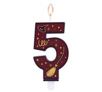 Bougies Numérotées Sur le Thème du Sorcier Magique, Décoration de Gâteau d'Anniversaire Marron en Forme de Bougie Numérotée Sur le Thème du Sorcier pour Enfants (5)