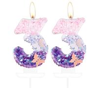 Bougies papillon en forme de chiffre 33 pour gâteau, 33e anniversaire, décorations de gâteau d'anniversaire pour filles, bougies d'anniversaire papillon violet et rose, décorations de gâteau papillon