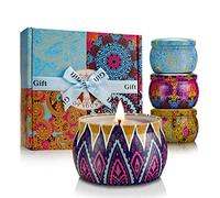 Bougies Parfumées 4 Pièces 125g Cire de Soja Parfum d'ambiance de Lavande Fig Aromathérapie pour elle Coffret Cadeau de Anniversaire pour Maman ou Femme Saint Valentin 120 heures de Combustion