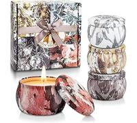 Bougies Parfumées 4 Pièces 125g Cire de Soja Parfum d'ambiance de Lavande Vaniglia Aromathérapie pour elle Anniversaire Coffret Cadeau pour Maman ou Femme Saint Valentin 120 heures de Combustion