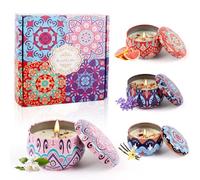 Bougies Parfumées Cadeau pour Femme, Lot de 4 Bougies D'Aromathérapie en Cire de Soja Parfumée Naturelle, Cadeau pour Anniversaire Maman Fête des Mères Bain Yoga Valentin Noël