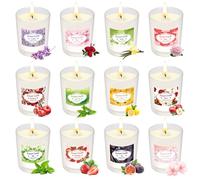 Bougies parfumées dans un verre, coffret cadeau de bougies de Noël pour femmes, lot de 12 bougies parfumées avec une durée de combustion de 180 heures et cire de soja, set de bougies d'aromathérapie