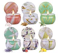 Bougies Parfumées de Cadeau Ensemble, 6 Boîtes Géométriques, 2.5oz Cire De Soja, Aromathérapie Bougies pour la Fête des Mères, Noël, Anniversaire, la Saint Valentin, L'aromathérapie, Mariage Bath Yoga