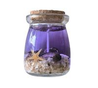 Bougies parfumées en gel - Thème mer, aromathérapie, bougie en pot portable | Bougie en gel rose violet bleu sur le thème de l'océan avec décor de coquillages et d'étoiles de mer pour la méditation, l
