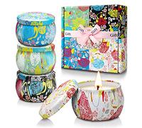 Bougies parfumées Lot de 4 bougies parfumées, 4,4 oz Cire de soja Bougies Set pour aromathérapie, cadeau pour femme, maman, soulagement du stress, pour la Saint-Valentin, anniversaire de mariage, Noël