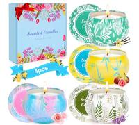 Bougies parfumées pour femme coffret bougie décorative de noël en cire de soja naturelle - lot de 4 bougies parfumées Cadeau d'anniversaire pour femme - Durée de combustion de 180 heures