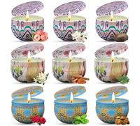 Bougies Parfumées pour Femme,Lot de 9 Bougies D'Aromathérapie Soja Naturelle,Coffret cadeau Bougies Parfumées,pour Bain, Yoga, Fête des Mères, Anniversaire,Mariages,l'Aromathérapie