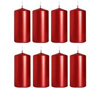 Bougies pilier en rouge métallique, taille 5 cm/10 cm, Lot de 8, Plus haute qualité