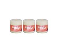 Bougies pilier rustiques Shine 3 pcs 100x100 mm Perle douce