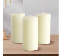 Bougies piliers, paquet de 3 - bougies non parfumées pour la maison, l’église, les mariages et plus - 3 « x 6 », ivoire