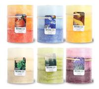 Bougies piliers parfumées longue durée en cire de première qualité sans fumée, idéales comme cadeau pour femme et maison (40 heures, vanille, mangue, orange, forêt, jasmin, violet)