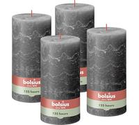 Bougies - Pillar Bolsius Rustik XXL anthracite Set de 4-20 x 10 cm - Bougies décoratives pour la maison - 125 heures de combustion - Sans parfum - Cire végétale naturelle - Sans huile de palme
