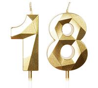 Bougies pour 18e anniversaire, bougie numéro 16, bougies dorées, bougie d'anniversaire pour gâteau, bougie d'anniversaire de mariage, décorations de gâteau fête d'anniversaire, fournitures célébration