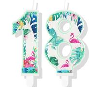 Bougies pour 18e anniversaire, flamant rose numéro 18 bougies pour gâteau, décorations pour gâteaux hawaïens sur le thème flamant rose, décorations de gâteau d'anniversaire pour garçons filles enfants