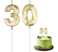 Bougies Pour 30e Anniversaire, Bougie En Forme De Chiffre 30, Bougies Dorées, Bougie D'anniversaire Pour Gâteau, Bougies D'anniversaire, Décorations De Gâteau Pour Fête D'anniversaire, Maria[Z4726]