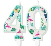Bougies pour 40e Anniversaire Flamant Rose Hawaïen - Décorations de Gâteau d'Anniversaire pour Garçons et Filles, Enfants, Fournitures
