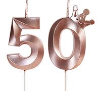 Bougies pour 50e anniversaire, bougie numéro 50, bougies Or Rose, bougie d'anniversaire pour gâteau avec Couronne,bougie d'anniversaire de mariage,décorations de gâteau fête d'anniversaire,célébration
