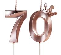 Bougies pour 70e anniversaire, bougie numéro 70, bougies Or Rose, bougie d'anniversaire pour gâteau avec Couronne,bougie d'anniversaire de mariage,décorations de gâteau fête d'anniversaire,célébration