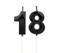 Bougies pour le 18e anniversaire, bougies avec numéro noir, décoration pour gâteaux d'anniversaire, mariages, anniversaires d'entreprise