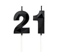 Bougies pour le 21e anniversaire, bougies avec numéro noir, décoration pour gâteaux d'anniversaire, mariages, anniversaires d'entreprise