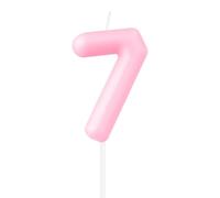 Bougies Rose en Forme de Chiffre 7 pour 7e Anniversaire - Décoration de Gâteau Macaron Sucré pour Filles et Garçons