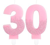 Bougies roses pour 30e anniversaire, numéro 30, bougies roses La Reine des Neiges, bougies de fête à paillettes pour homme et femme, décoration de fête d'anniversaire, d'anniversaire de mariage