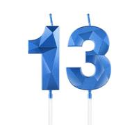 Bougies royales bleues 13ème anniversaire, bougie 3D numéro 13 pour gâteau, garçon fille 13ème décorations, Sapphire bougie Topper bleu gâteau décorations pour fête d'anniversaire anniversaire