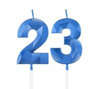 Bougies royales bleues 23ème anniversaire, bougie 3D numéro 23 pour gâteau, garçon fille 23ème décorations, Sapphire bougie Topper bleu gâteau décorations pour fête d'anniversaire anniversaire