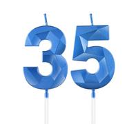 Bougies royales bleues 35ème anniversaire, bougie 3D numéro 35 pour gâteau,hommes femmes 35ème décorations, Sapphire bougie Topper bleu gâteau décorations pour fête d'anniversaire anniversaire