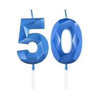 Bougies royales bleues 50ème anniversaire, bougie 3D numéro 50 pour gâteau,hommes femmes 50ème décorations, Sapphire bougie Topper bleu gâteau décorations pour fête d'anniversaire anniversaire