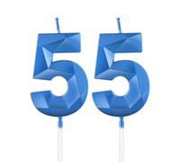 Bougies royales bleues 55ème anniversaire, bougie 3D numéro 55 pour gâteau,hommes femmes 55ème décorations, Sapphire bougie Topper bleu gâteau décorations pour fête d'anniversaire anniversaire