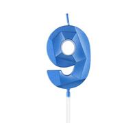 Bougies royales bleues 9ème anniversaire, bougie 3D numéro 9 pour gâteau, garçon fille 9ème décorations, Sapphire bougie Topper bleu gâteau décorations pour fête d'anniversaire anniversaire