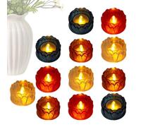 Bougies sans flamme | 12 pièces électriques en forme de fleur | Petites Bougies Électriques | Pour propriétaires locataires bureau à domicile restaurant dortoir salon chambre étude fêtes