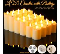 Bougies sans flamme avec batterie LED, pilier décoratif, fausses bougies en plastique, à piles, pour Concert de mariage à domicile