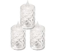 Bougies sans flamme avec commutateur 3pcs 3.2x1, 6 pouces Transparent bougies artificielles LED alimentée par batterie texturée pour fête d'anniversaire, mariage, Noël