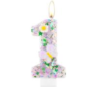 Bougies scintillantes pour premier anniversaire - Numéro 1 violet pour gâteau - Décoration de gâteau à paillettes violettes pour filles et garçons - Fournitures de décoration de fête d'anniversaire