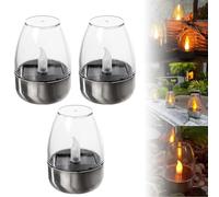 Bougies Solaires Chauffe-plat Étanches Pour Extérieur, Lanternes De Jardin Sans Flamme À Effet Vacillant, Alimentées Par Batterie LED Rechargeable - Fausses Bougies Chauffe-plat(3PC)