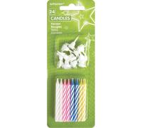 Bougies & supports multicolores | 24 pcs.