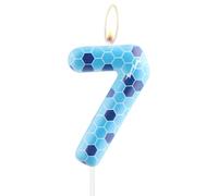Bougies sur le thème du jeu, design bleu sens de la technologie, bougies d'anniversaire cupcakes numéro 7, manette de jeu 7e anniversaire décoration de gâteau fournitures de fête