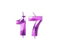 Bougies violettes pour 17e anniversaire - Décoration de gâteau 3D pour garçon, fille, femme, homme, fête à thème, mariage, anniversaire de mariage