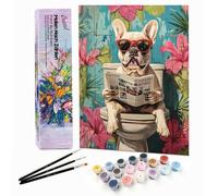 Bougimal Peinture par Numéro Adulte Animal avec Pinceaux et Acryliques Bricolage Peintures Kits, pour la Décoration Intérieure maison, Chien 28x35cm(sans Cadre)