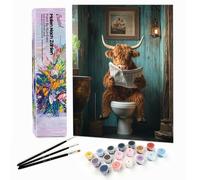 Bougimal Peinture par Numéro Adulte Animal avec Pinceaux et Acryliques Bricolage Peintures Kits, pour la Décoration Intérieure maison, Vache 28x35cm(sans Cadre)