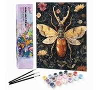 Bougimal Peinture par Numéro Adulte Animal avec Pinceaux et Acryliques Bricolage Peintures Kits, pour la Décoration Intérieure maison, Insecte 44, 28x35cm(sans cadre)
