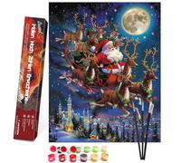 Bougimal Peinture par Numero Adulte Noël, Sans Cadre inclure Pinceaux et Acryliques Peintures - 40x50 cm, Chariot de Noël 2