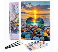 Bougimal Peinture par Numéro Adulte Paysage avec Pinceaux et Acryliques Bricolage Peintures Kits, pour la Décoration Intérieure maison, Pierres colorées, 28x35cm(Sans Cadre)
