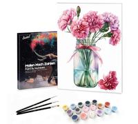 Bougimal Peinture par Numéro Adulte Paysages avec Pinceaux et Acryliques Bricolage Peintures Kits, pour la Décoration Intérieure maison, Fleurs colorées 12, 28x35cm(Avec Cadre)